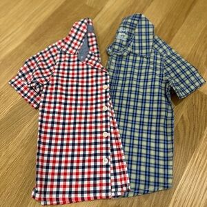 Carter's Red and Blue Button Down Shirts Classic Plaid Design